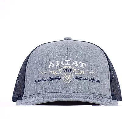 Bone Ariat cinza redinha azul bordado 1993
