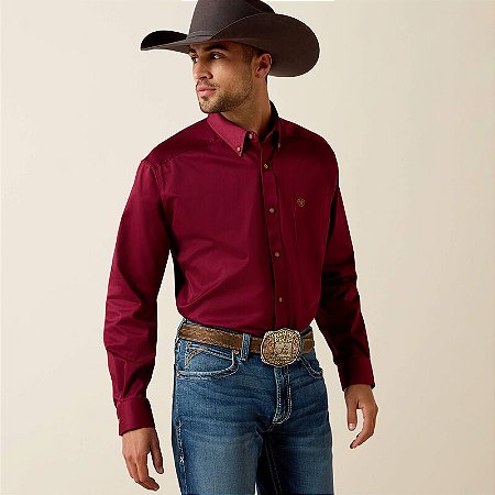 CAMISA MASC M/L IMP VINHO ARIAT