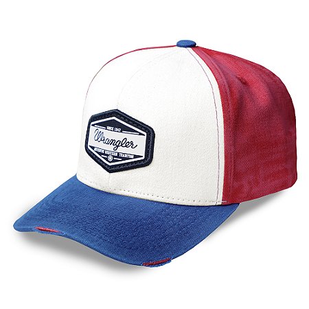 Boné Wrangler autentic western tradition vermelho,bege e azul