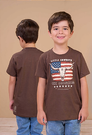 Camiseta Infantil masc Ox horns Marrom