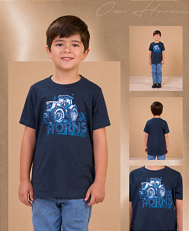 Camiseta Infantil masc Ox horns cinza chumbo