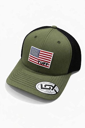 BONE VERDE TELA PRETA LOGO USA FLAG