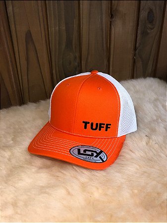 Bone Laranja Tuff logo Preto redinha Branca