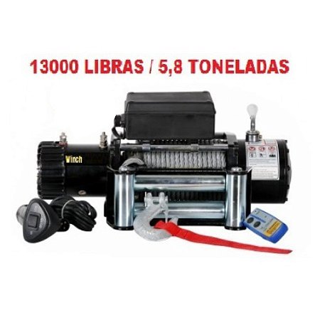 Guincho Elétrico Winch 13000LBS - Cabo de Aço e Controle Sem Fio