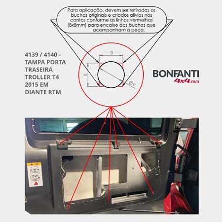 Tampa Porta Traseira com Alojamento De Compressor Troller 2015 em Diante