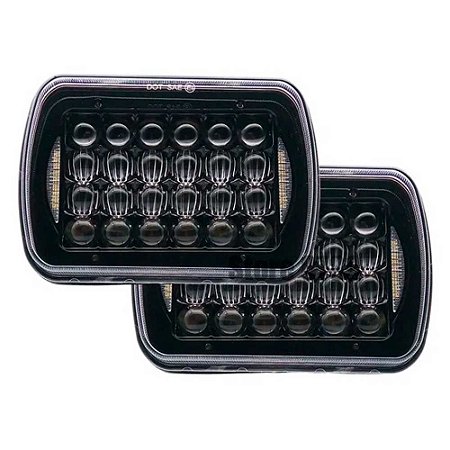 Par Farol Led Retangular Lentes 5D Com DRL 75w Leds Cree Americanos