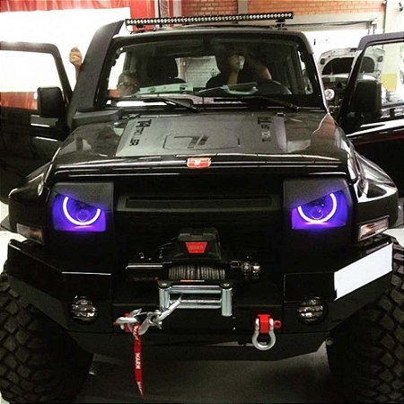 Par Farol Led Angel Eyes RGB 16 Milhões de Cores 7 Polegadas + Suporte Troller 2002 a 2014