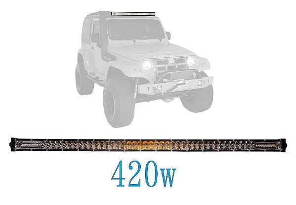 Barra Led 420w 44\" Dual Color Com Strobo Lente 7d Cree - Ideal para Teto do Troller e Camionetes