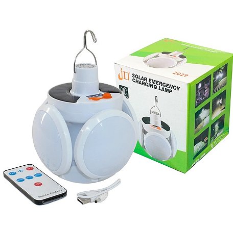 Lanterna Dobrável LED 4 folhas Redonda - Carregamento USB Controle Remoto