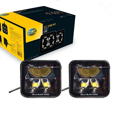 Par de Farol auxiliar CUBO Black Magic LED 40w Kit 3.2\" (Spot) HELLA