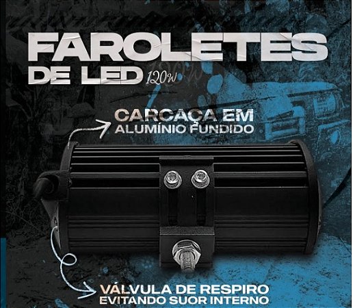 Farolete/ Barra de Led Reta 17cm 120w Cree Leds Lentes 8d