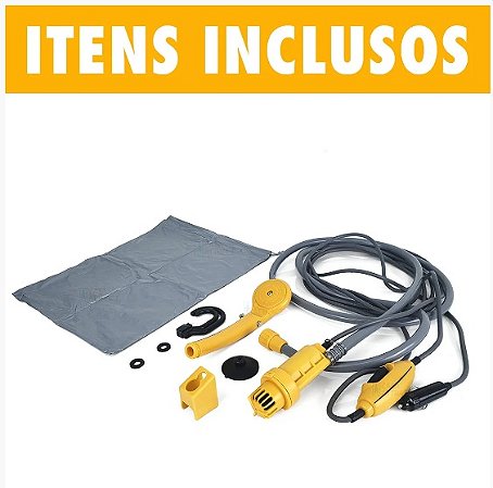 Chuveiro Portátil - 12V - 35W - Até 5L/min - Com Ventosa