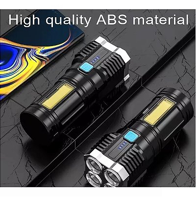 Lanterna Potente 4 Led Recarregavel Tatica Usb