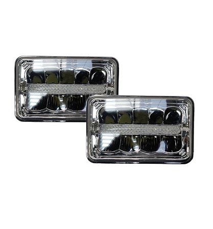 Par Farol Led DRL Universal 4x6 Pol Retangular
