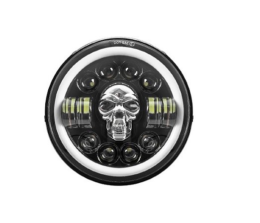 Par Farol Led Angel Eyes 7 Polegadas Caveira RGB