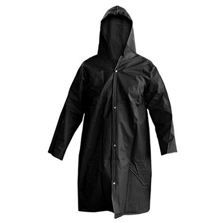 Capa de Chuva Forrada Preta Com Manga