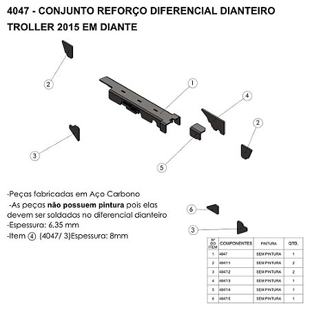 Conjunto Reforço de Diferencial Dianteiro Troller 2015 a 2021