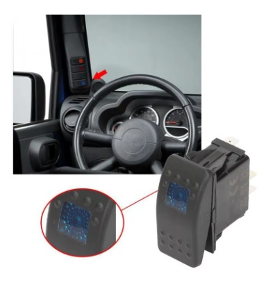 Suporte Coluna A + 4 interruptores Rocker Switch - Wrangler JK/JKU 2007 a 2010