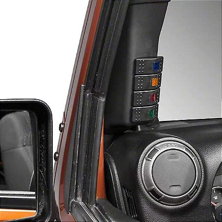 Suporte Coluna A + 4 interruptores Rocker Switch - Wrangler JK/JKU 2011 a 2018