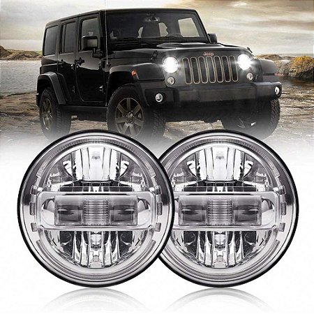 Par de Farol Led Jeep Wrangler JL JLU e Gladiator 7 Polegadas Cromado