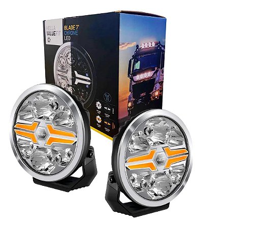 Par Farol 7 Polegadas Original Hella Blade Drl Branco e Âmbar sem Capa