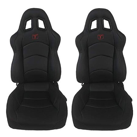 Par de Bancos Concha Reclinável com Bordado em Courvin Modelo Stradale Troller 2009 a 2014