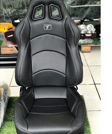 Par de Bancos Concha Reclinável em Couro com Bordado Troller 2002 a 2008