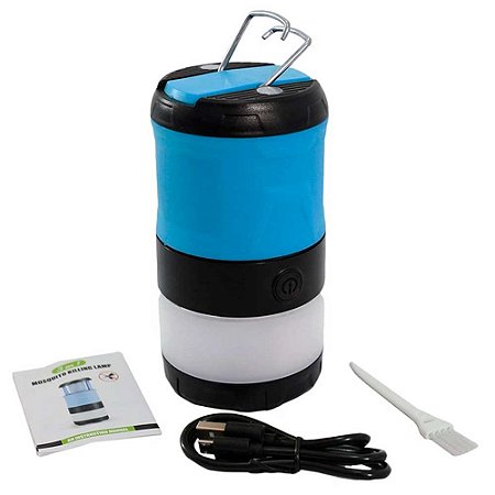 Lâmpada Lanterna Impermeável Anti Mosquito Recarregável USB Azul