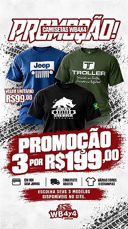 Combo com 3 Camisetas Troller - Jeep - Jimny