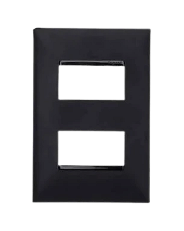 Placa 2 Postos Separados Preto 4x2 Pial Plus+