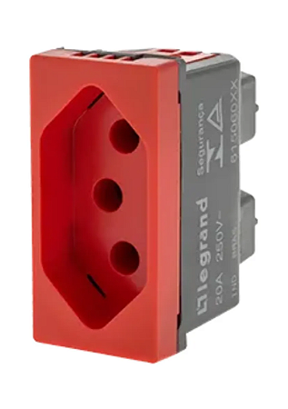 Tomada 2P+T 20A Vermelha Pial Plus+