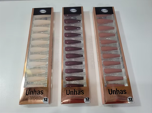 Unhas Postiças Bella Femme 12 Unidades – Cores Nude e Magenta