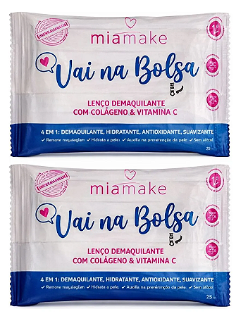 Lenço Demaquilante Mia Make Vai na Bolsa com Colágeno e Vitamina C