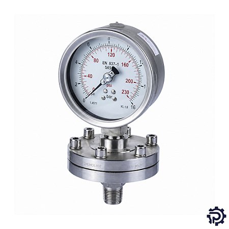 Manômetro Inox c/ Selo Diafragma 100mm Glicerina 1/2" NPT
