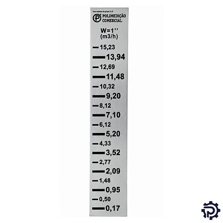Régua Calha Parshall 1" Inox 304 Medição de Vazão m³/h