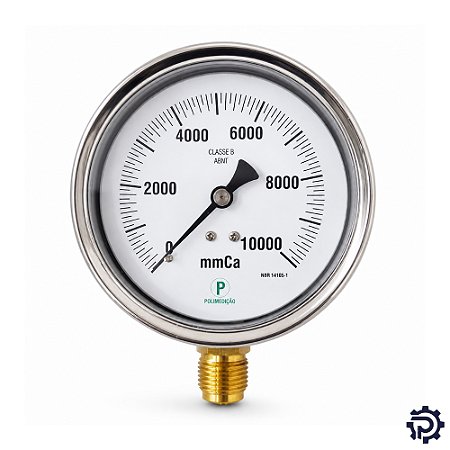 Manômetro Capsular Baixa Pressão 1/2" NPT (2000 a 10000 mmCA)