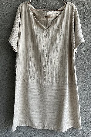 Vestido Crepe de algodão bege curto