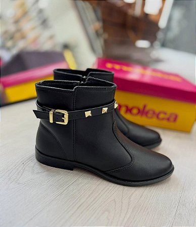Bota Moleca Cano Curto Rasteira Preta