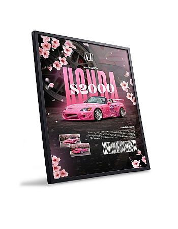 Quadro Decorativo Carro Honda S2000 C/ Moldura E Vidro