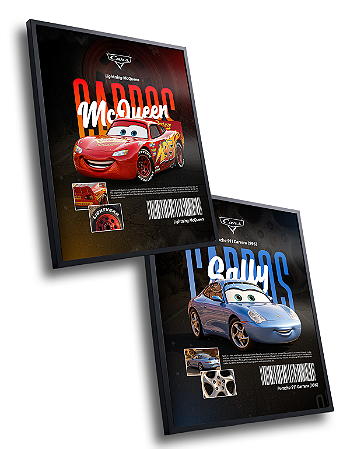 Kit 2 Quadros Decorativos Carros C/ Moldura E Vidro