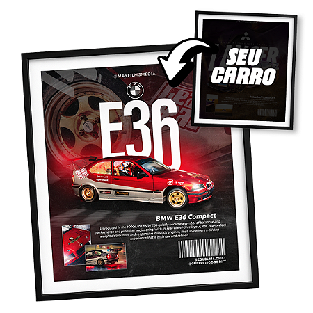 Quadro Automotivo Personalizado (seu Carro) Moldura + Vidro