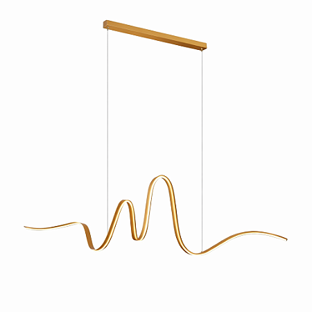 Pendente LED Dourado 34W 3000K Bivolt em Metal e Silicone