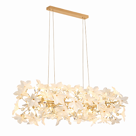 Pendente Metal Dourado e Vidro Branco 18xG9