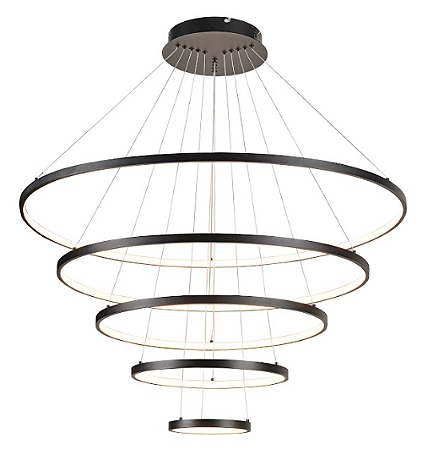 Pendente LED Preto em Ferro e Silicone 188W Bivolt 3000K 4000K 6000K (FD16010)
