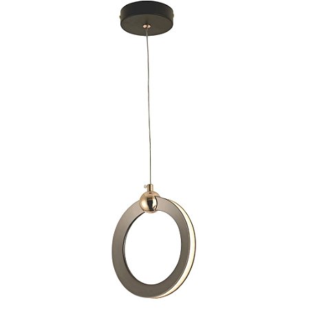 Pendente LED Metal Preto e Silicone 17x2cm 9W 3000K Bivolt (QD05138)