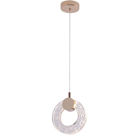 Pendente LED Dourado em Metal e Critasl 15cm 6W 3000K Bivolt (QD05128)
