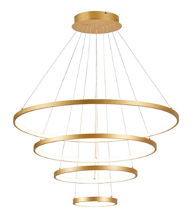 Pendente LED Moderno 4 aros Dourado em Aluminio 127W 3000K/4000K/6000K (QD05313)