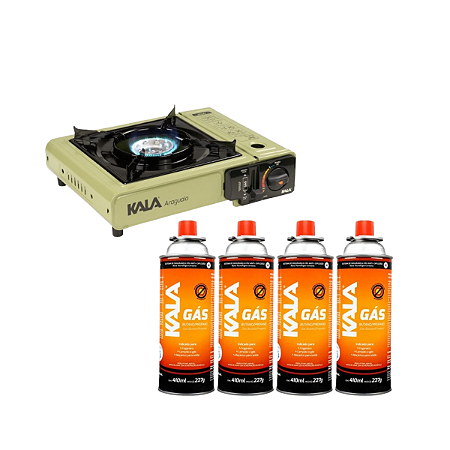KIT FOGAREIRO + 4 CARTUCHOS DE GÁS - KALA