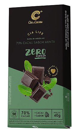 BARRA 70% CACAU COM MENTA SEM AÇÚCAR 40G