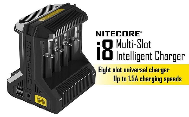 Carregador de Baterias Inteligente Nitecore I8 8 Canais